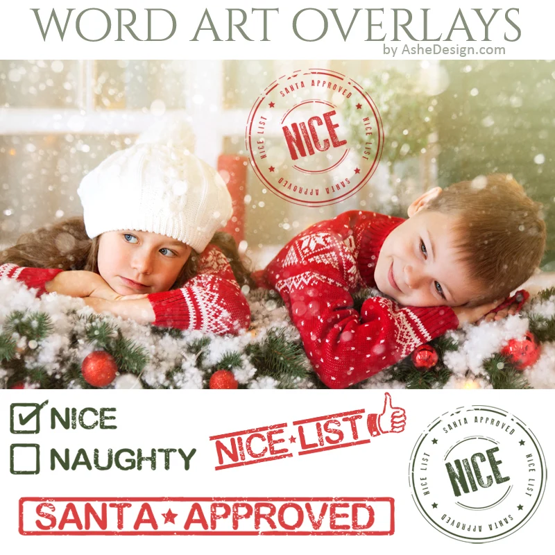 Word Art Overlays - Santa's Nice List