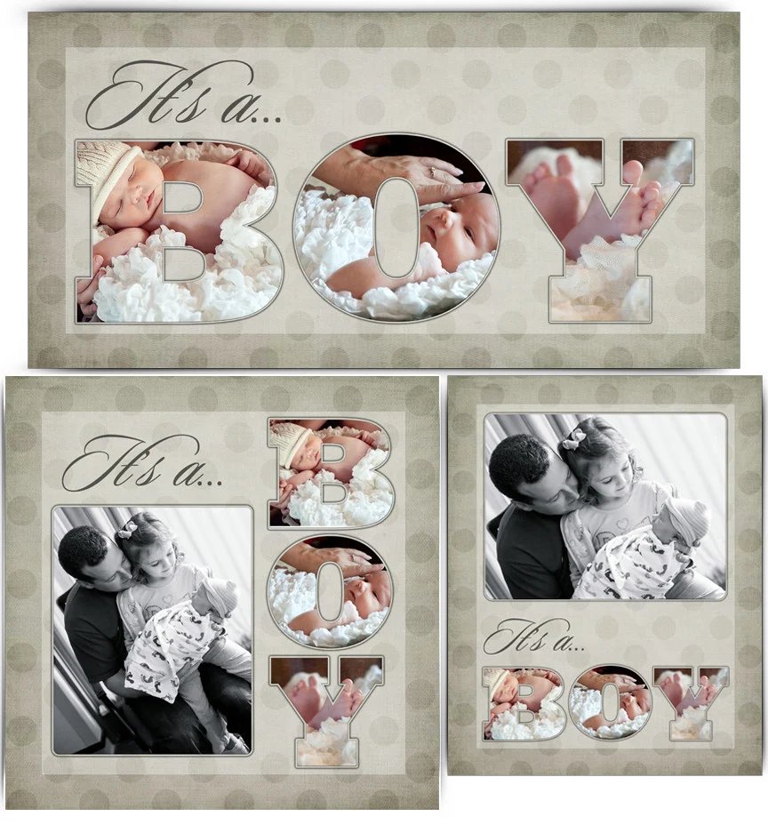 Word Collage Set (10x20,11x14,12x12) - It's A BOY